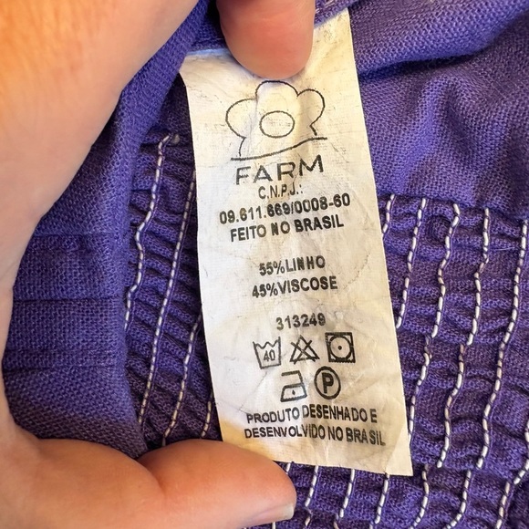 FARM Rio Purple corset style summer Crop Top Linen blend women's size Small - Picture 6 of 8